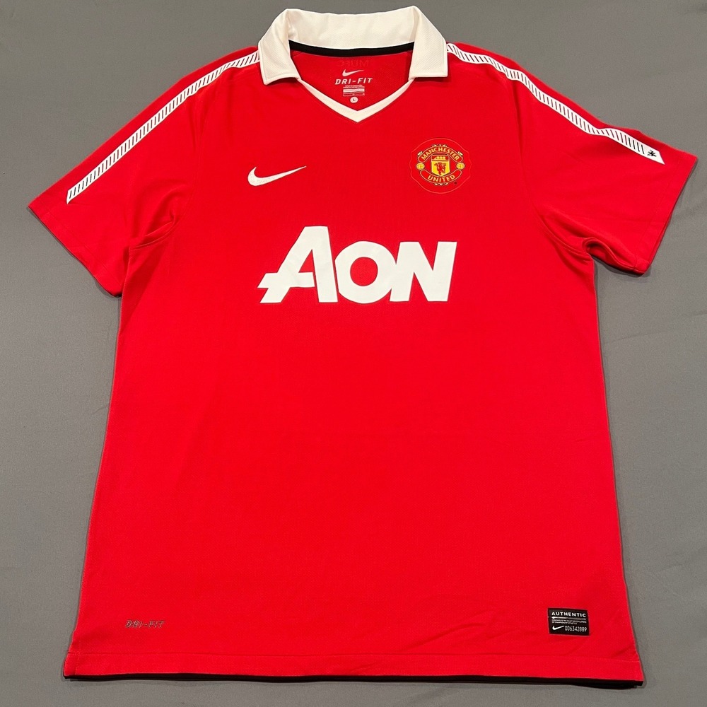 Nike Manchester United 2010-11 Home Jersey Red Aon Dri-Fit Mens Large 382469-623